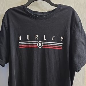 Hurley Black T-Shirt with Red and White Design Size XL